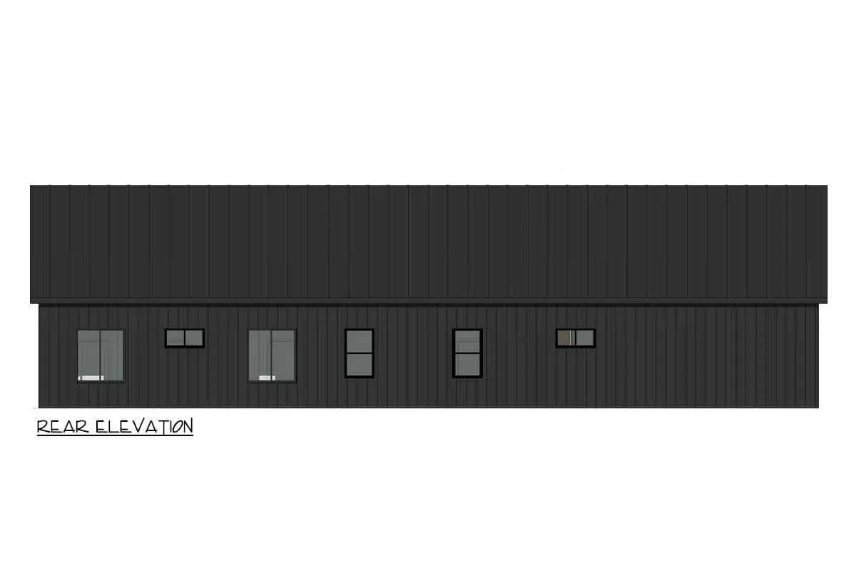 Rear view of 3-bed farmhouse house plan