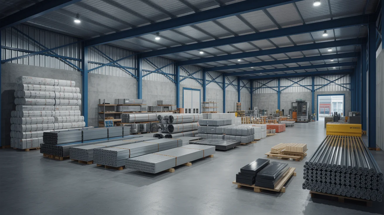 Premium building materials including steel frames, advanced insulation, and high-quality construction supplies used in Armelands prefabricated homes manufacturing