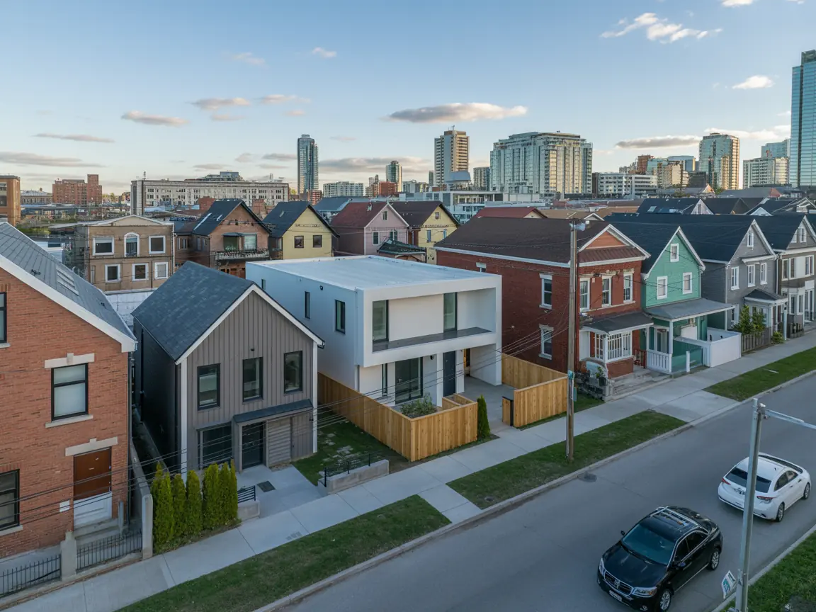 Modern urban ADU showcasing contemporary design and efficient space utilization in residential setting