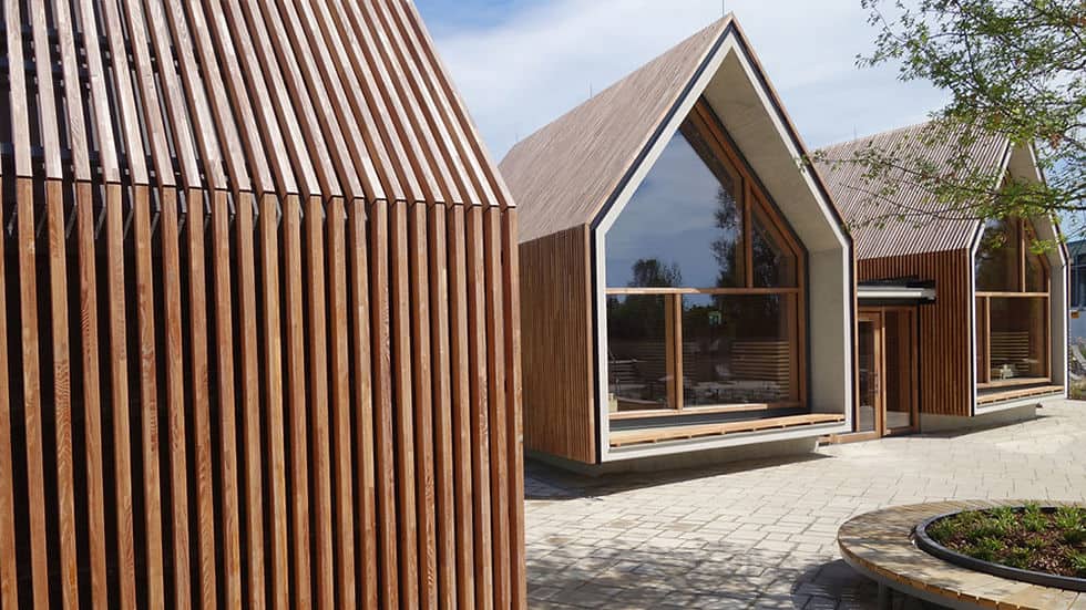 Little Rock micro bungalow interior with bed and lounge zone