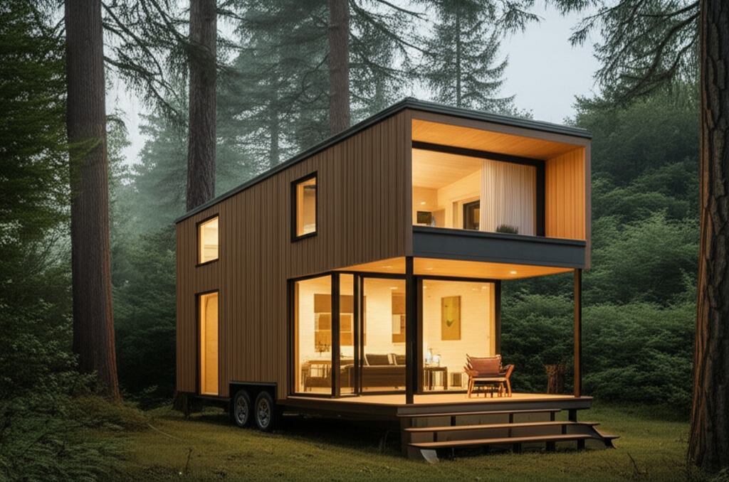 Micro Studio tiny home - 200 sq ft compact living space with loft bedroom