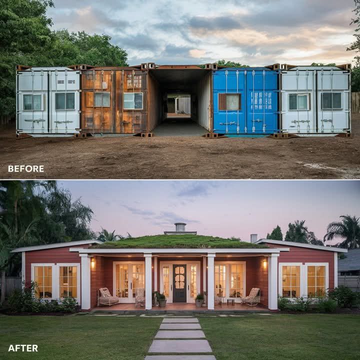 Modern foldable container home showcasing innovative deployment technology with steel frame construction and contemporary luxury design