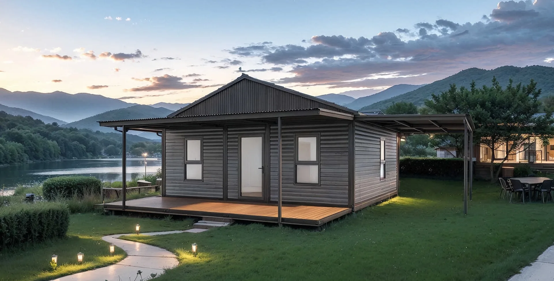 Armelands Flip Series Classic B - Premium expandable modular home in a scenic lakeside setting