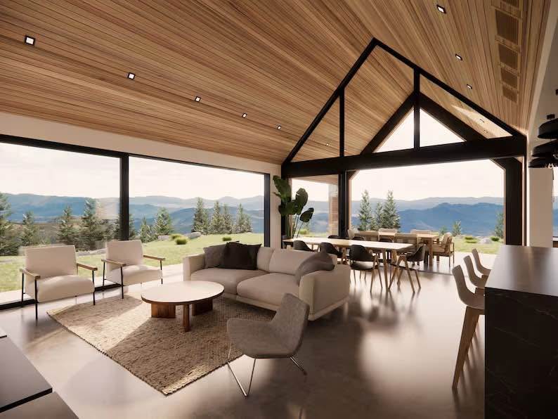 Twin Gable House outdoor deck and integrated living space design