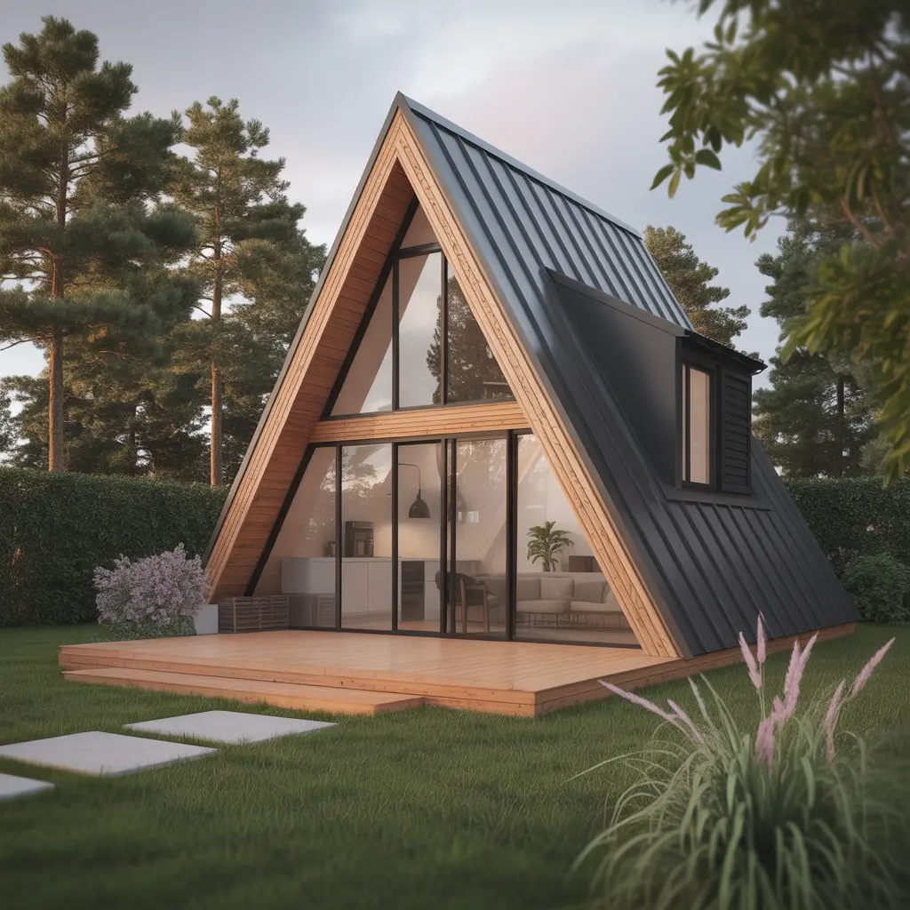A-Frame Garden Suite ADU exterior ADU rendering