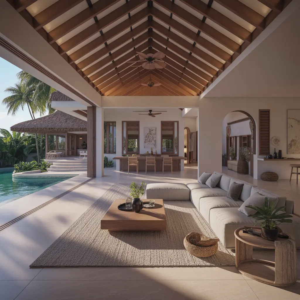 Spacious family suite living room with sectional sofa, dining nook, and kitchenette